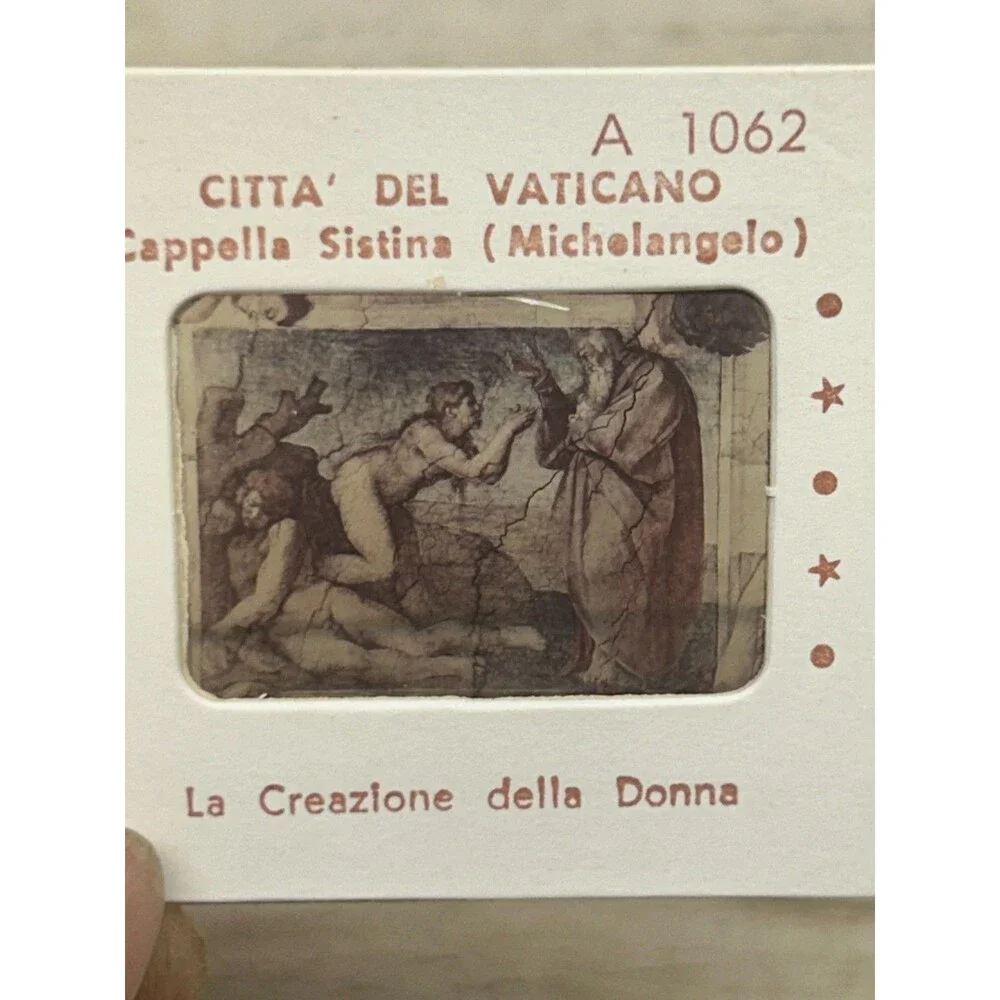 Vtg Souvenir Set Of 12 Color Slides 35mm From Vaticano Capella Sistina Paintings